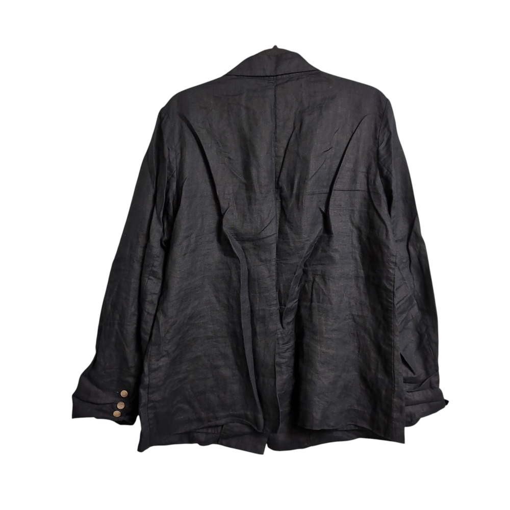 Quince 100% European Linen Blazer Black L Single Button Relaxed Fit - Picture 5 of 8